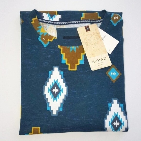 Nomad Shirt Mens Large Blue Crewneck Printed All Over Short Sleeve Casual - Picture 3 of 6
